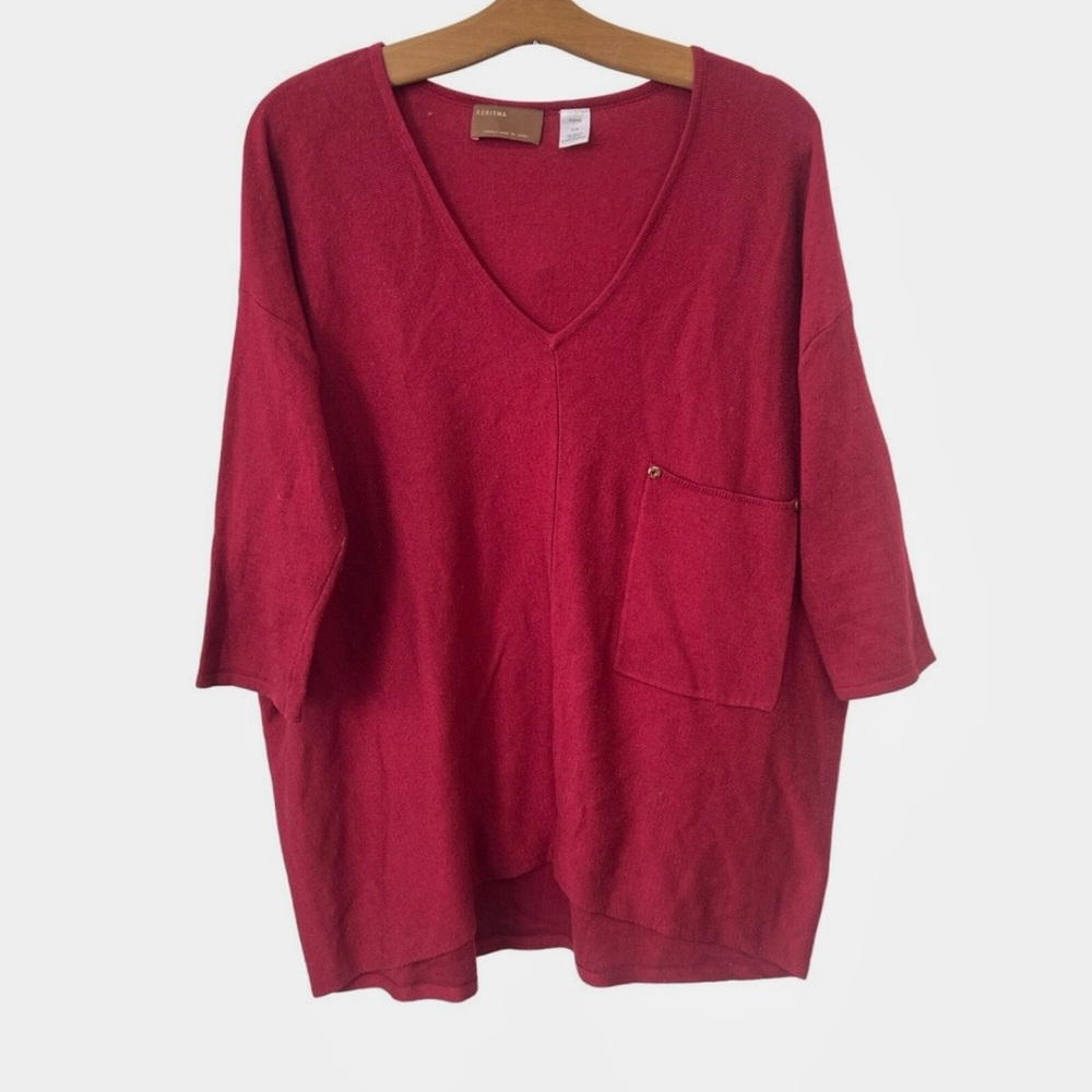 Kerisma Redberry Oversized Knit Sweater – Cozy Chunky Pullover – Women’s S/M